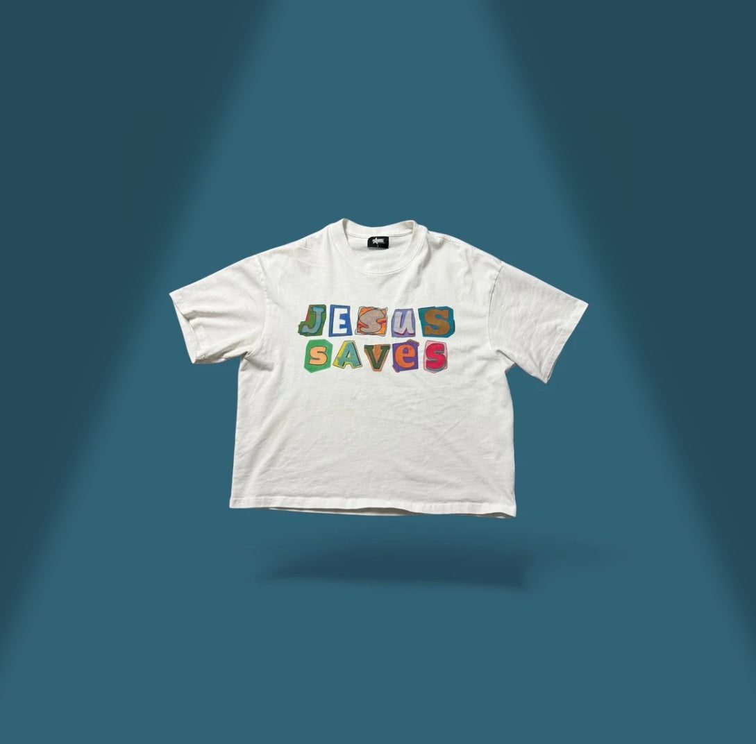 "Jesus Saves" Oversized cropped Tee