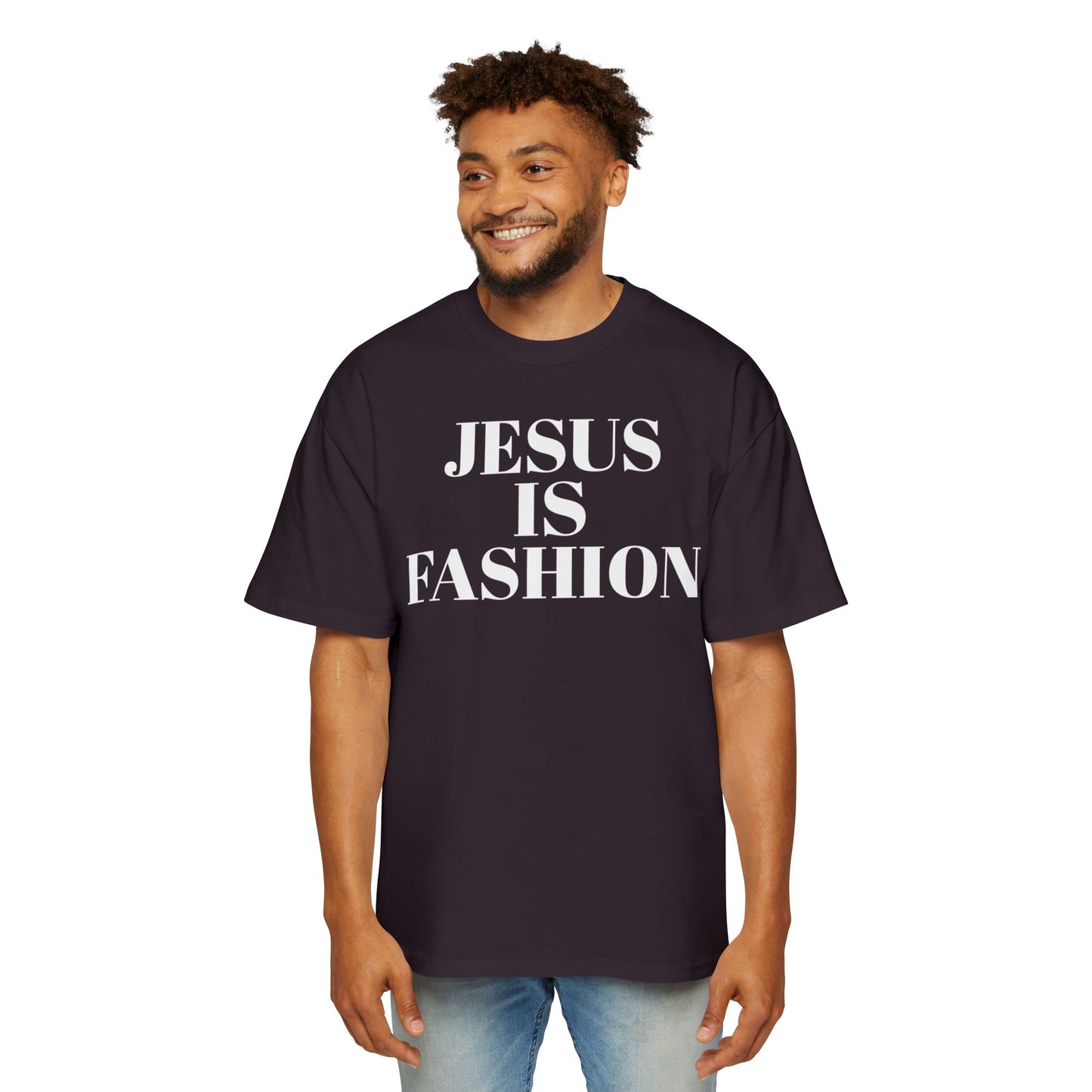 Men's Heavy Oversized Tee "Jesus is Fashion"