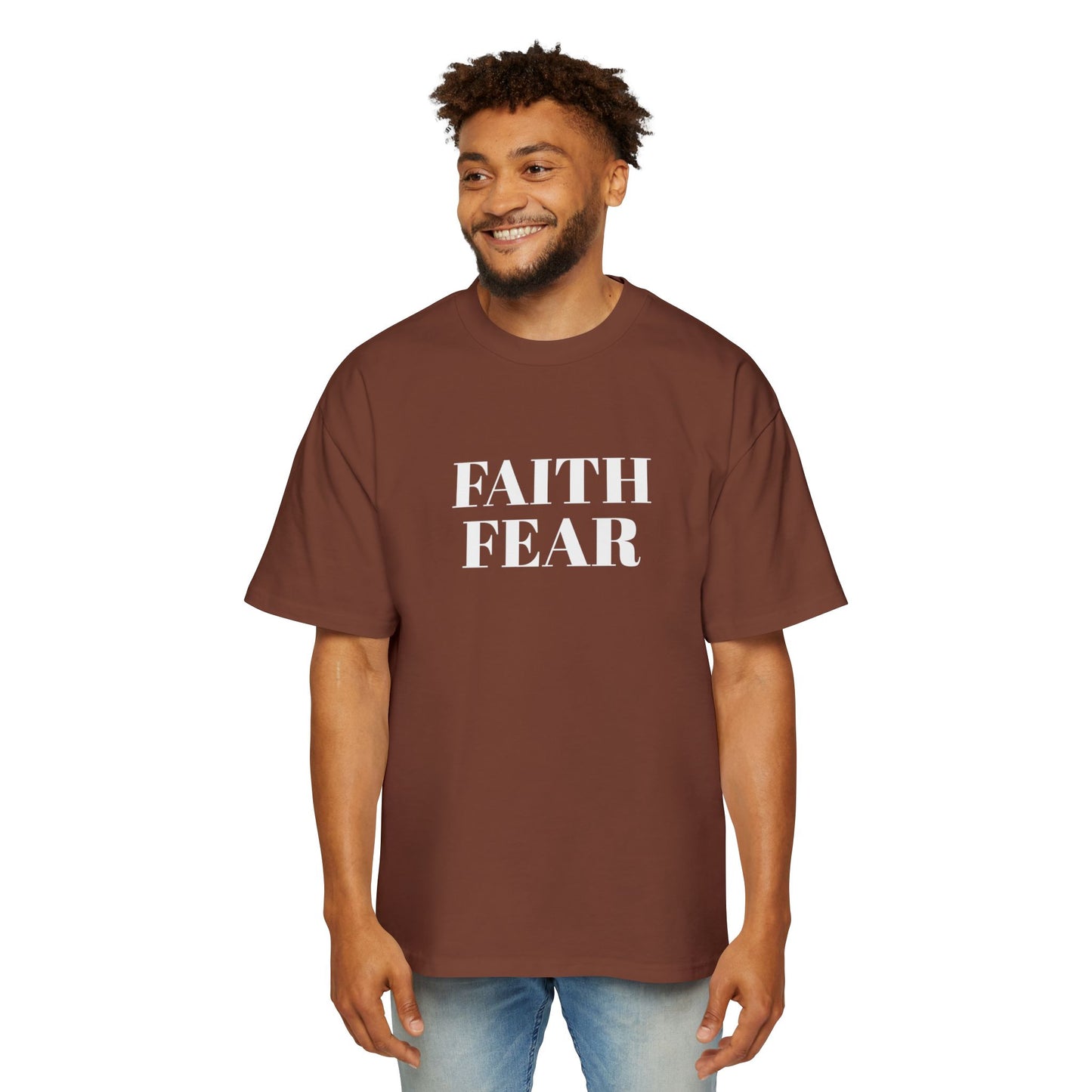 Men's Heavy Oversized Tee "Faith over Fear"