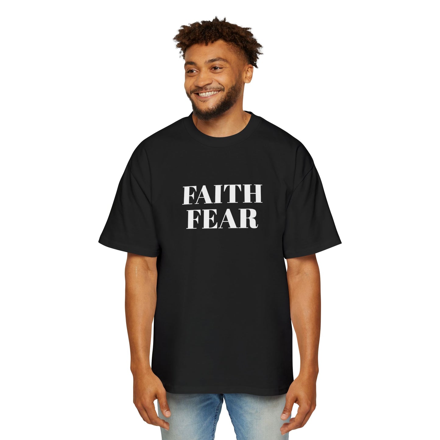 Men's Heavy Oversized Tee "Faith over Fear"