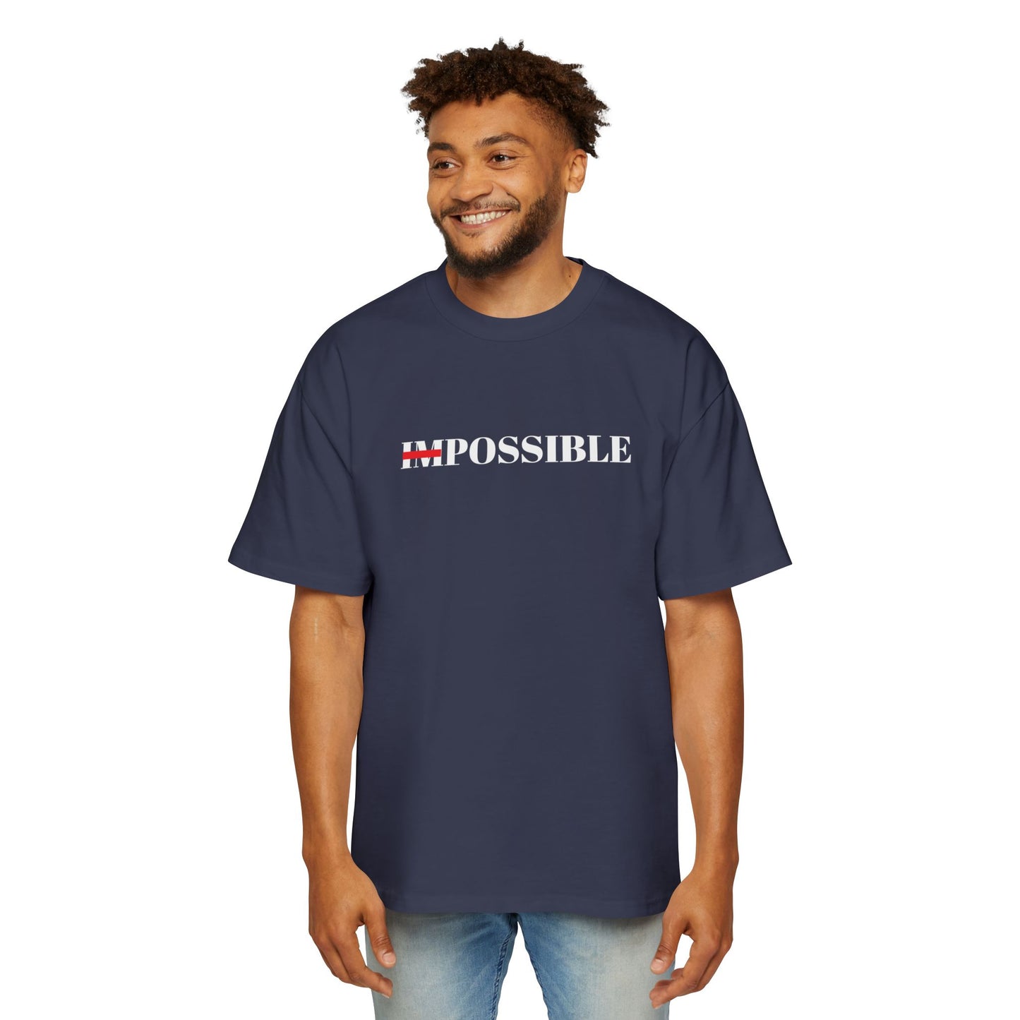 Men's Heavy Oversized Tee "Nothings impossible" (WHITE LETTERS)