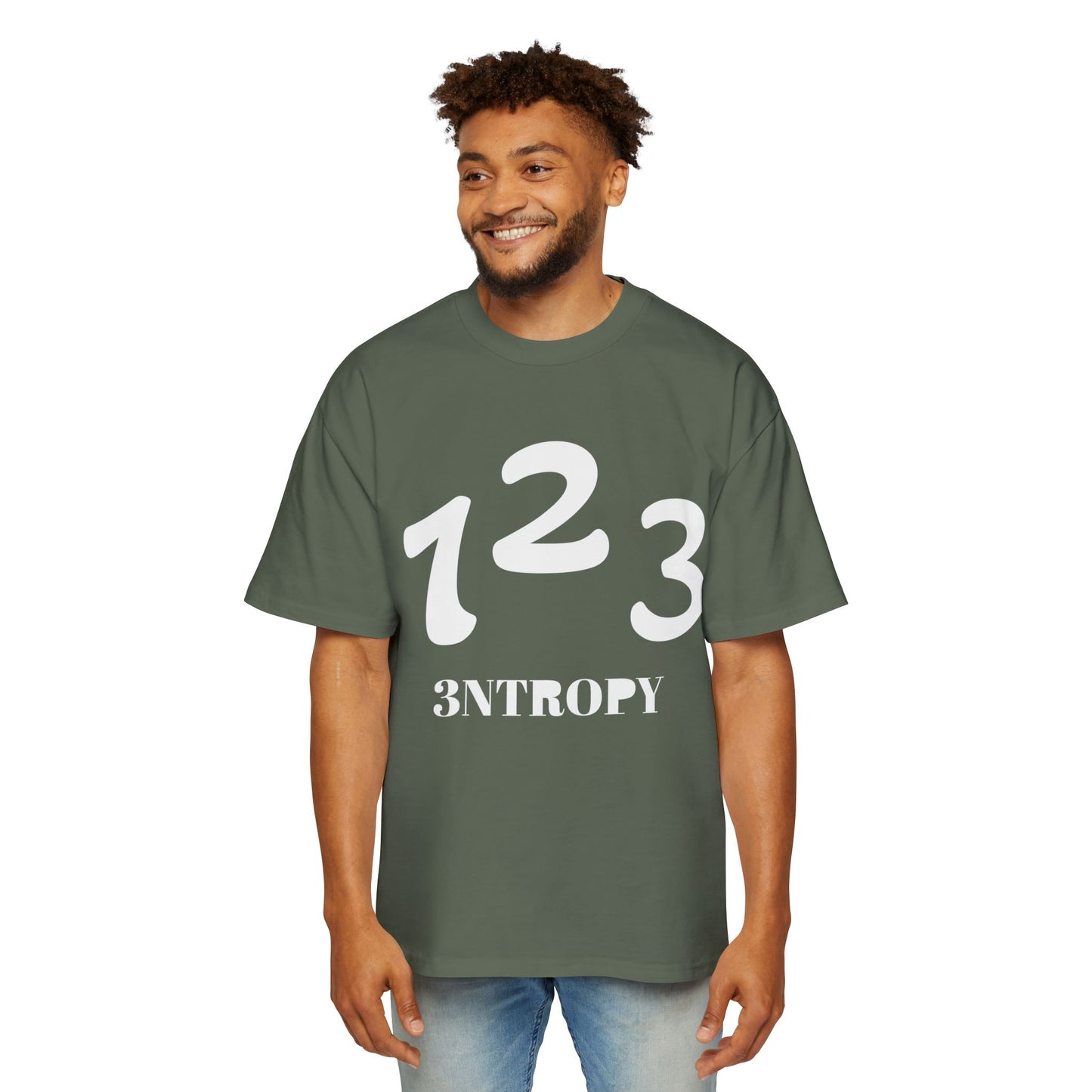 Men's Heavy Oversized Tee "3ntropy" (WHITE LETTERS)