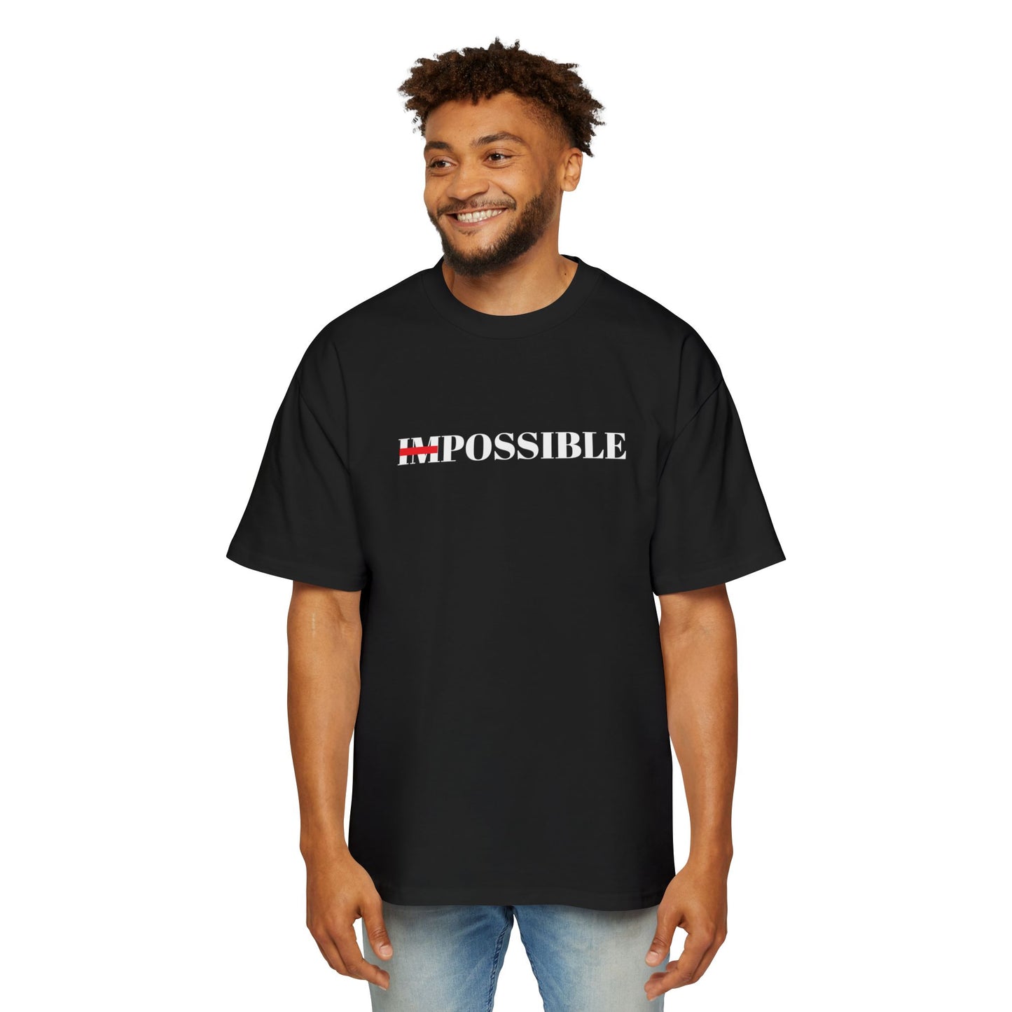 Men's Heavy Oversized Tee "Nothings impossible" (WHITE LETTERS)