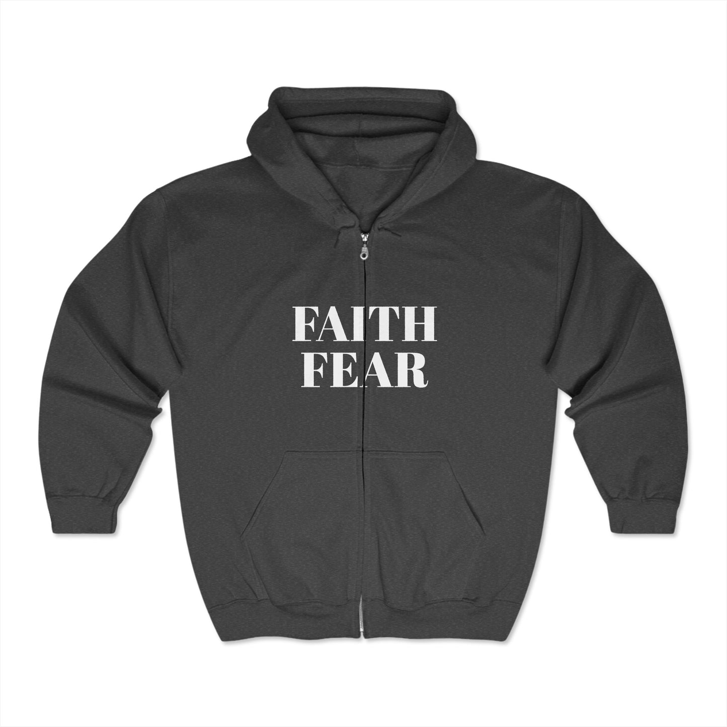 Unisex - Full Zip-up 50% polyester Hoodie "Faith over Fear"