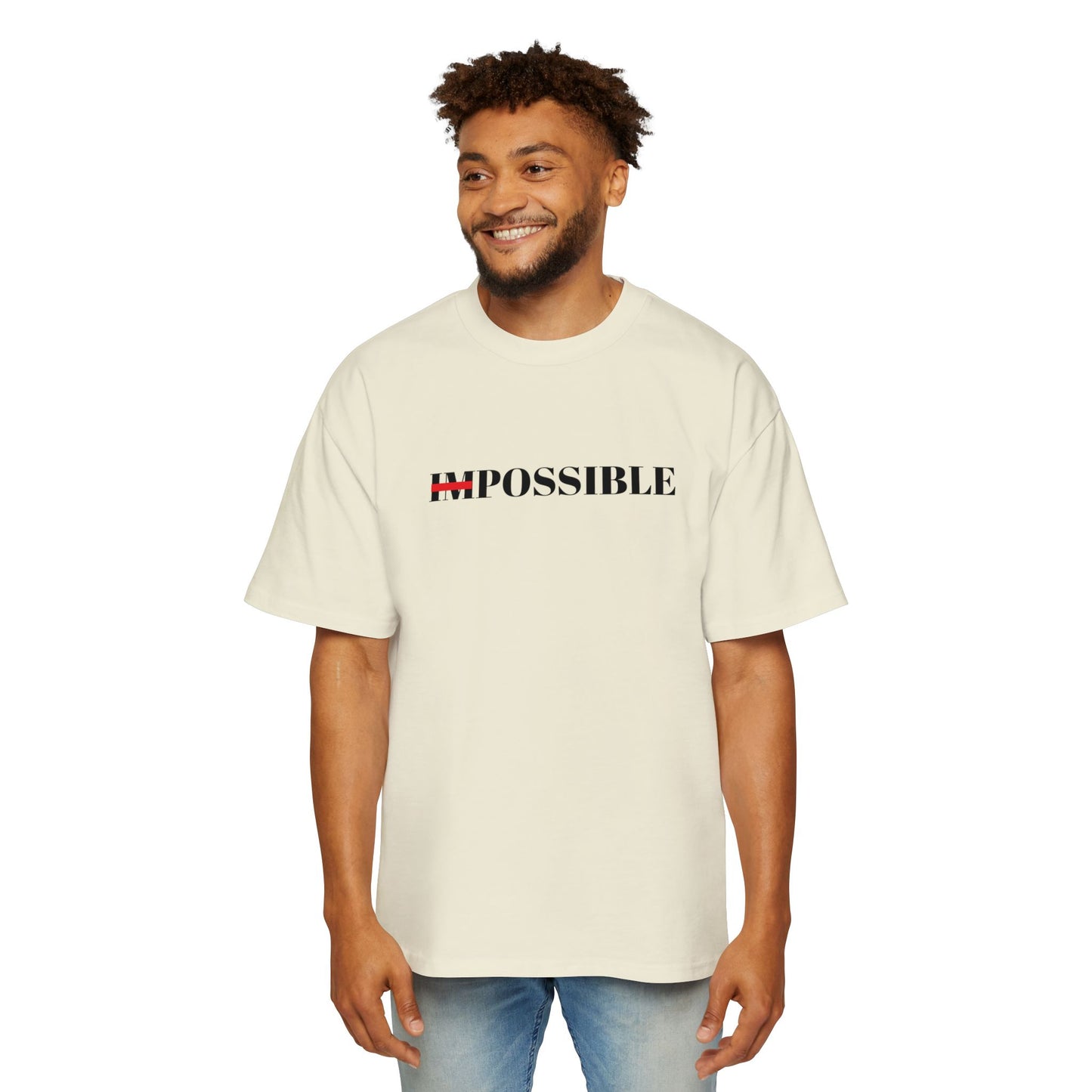 Men's Heavy Oversized Tee "Nothings impossible" (BLACK LETTERS)