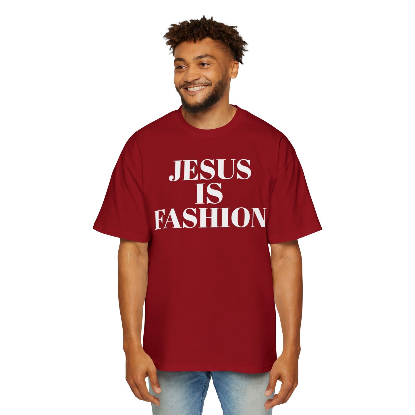 Men's Heavy Oversized Tee "Jesus is Fashion"