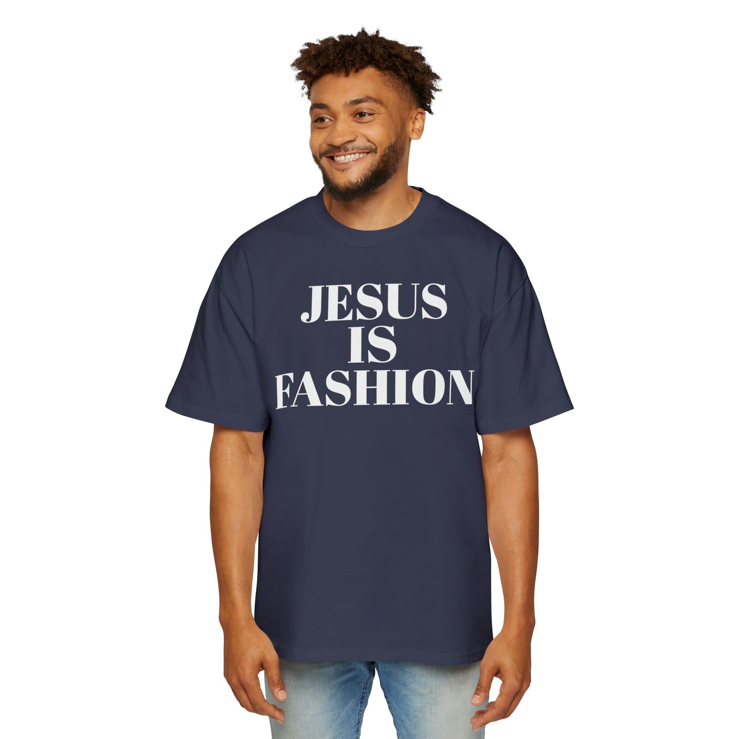 Men's Heavy Oversized Tee "Jesus is Fashion"