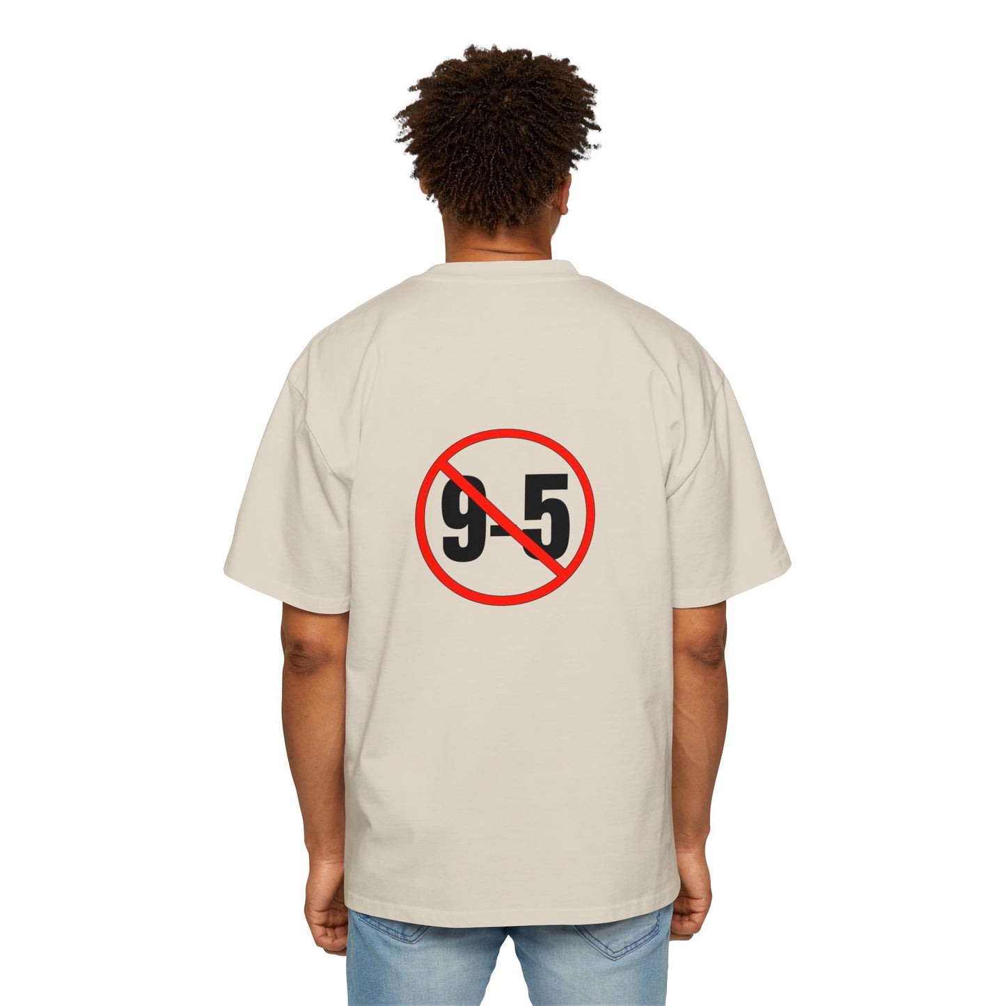 Men's Heavy Oversized Tee "No 9-5" (WHITE)