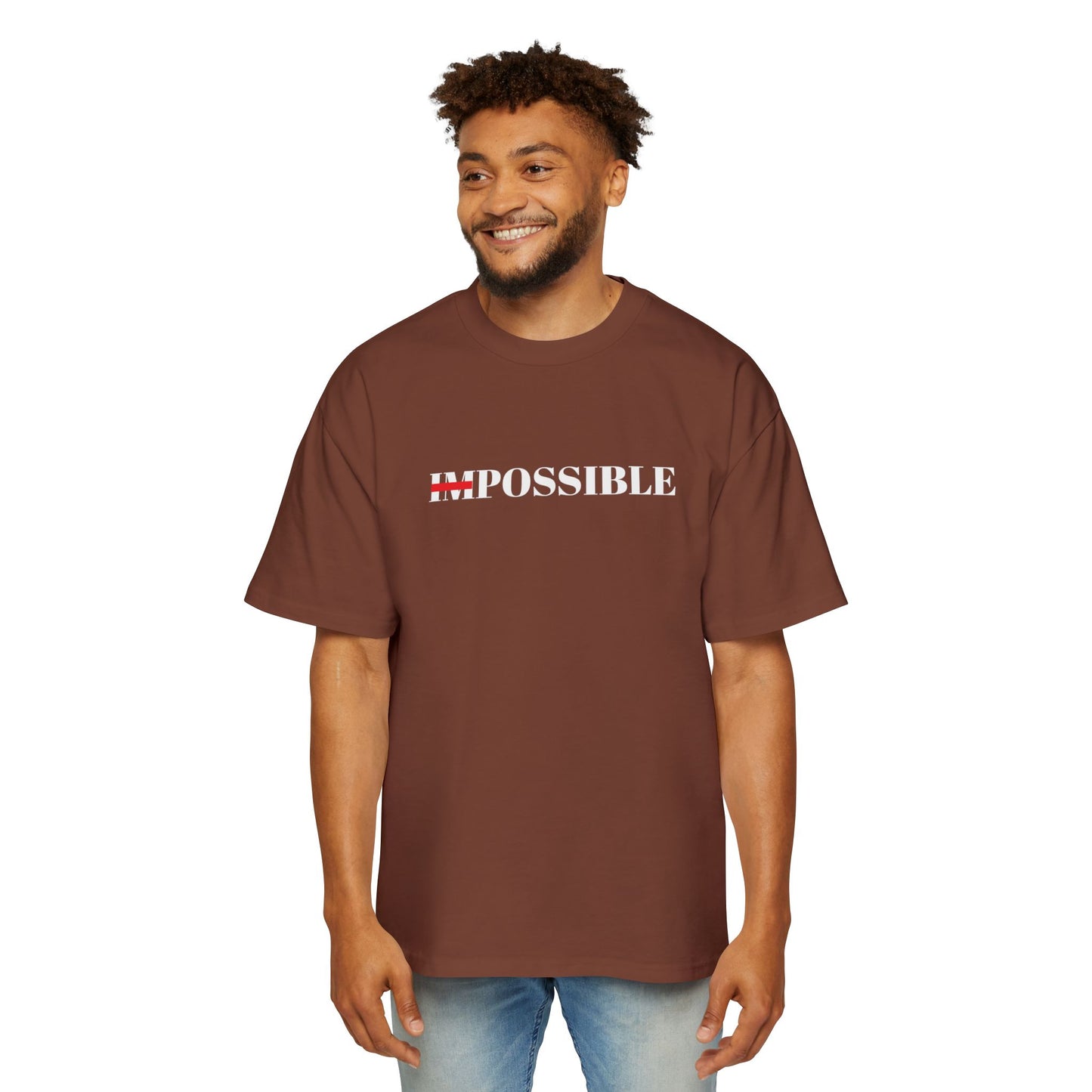 Men's Heavy Oversized Tee "Nothings impossible" (WHITE LETTERS)