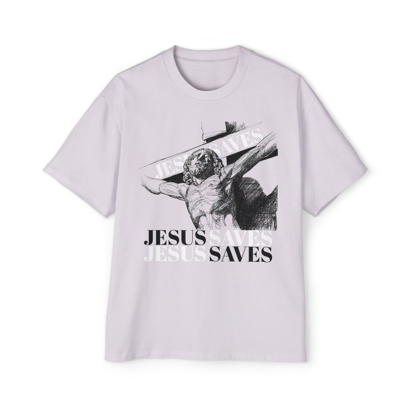 Men's Heavy Oversized Tee "Jesus Saves"