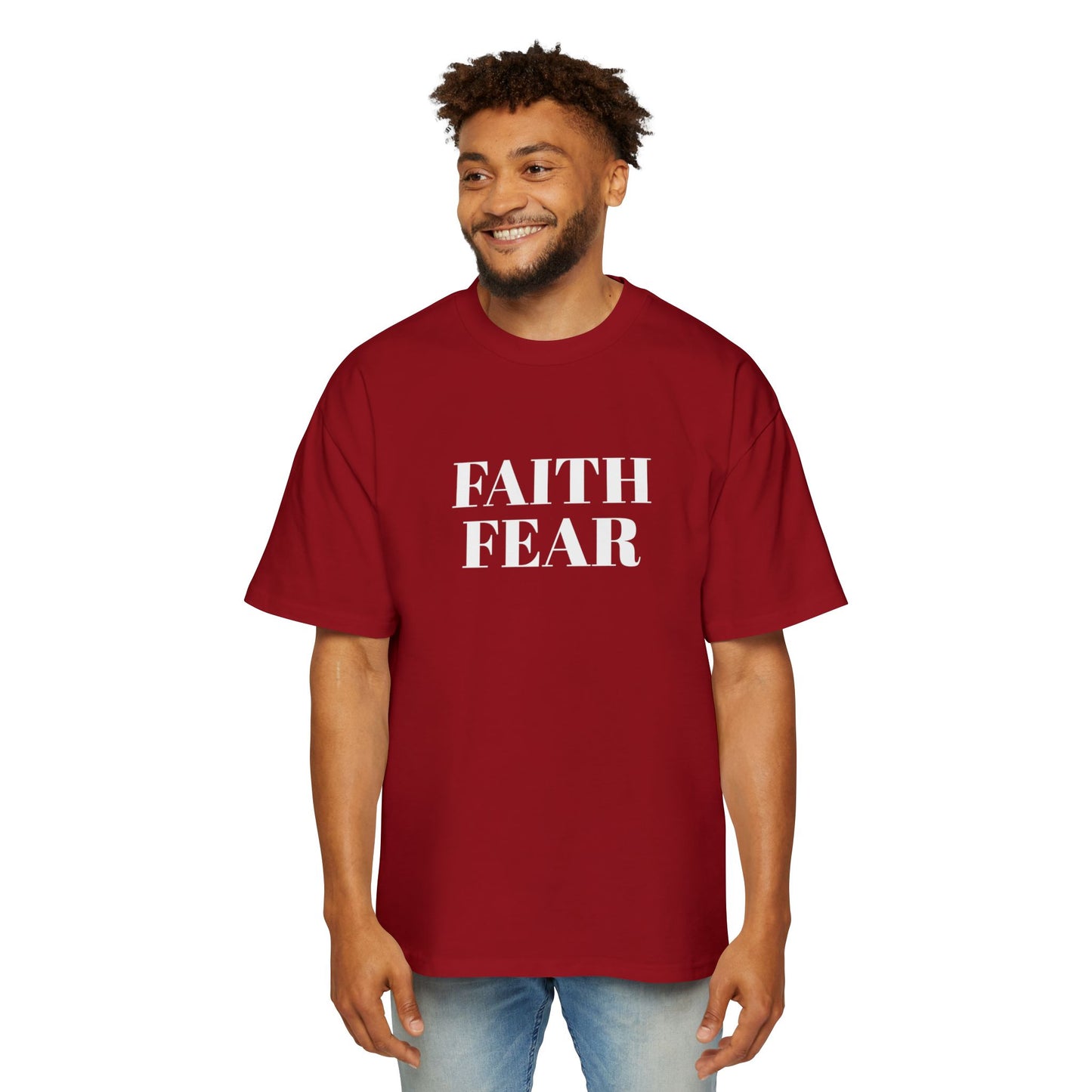 Men's Heavy Oversized Tee "Faith over Fear"