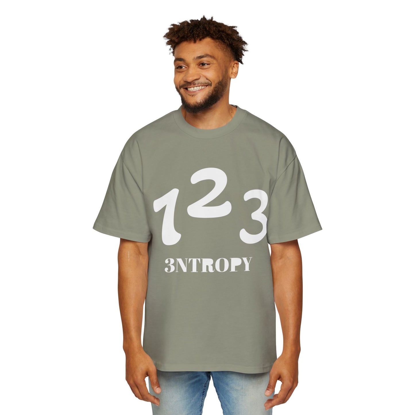 Men's Heavy Oversized Tee "3ntropy" (WHITE LETTERS)