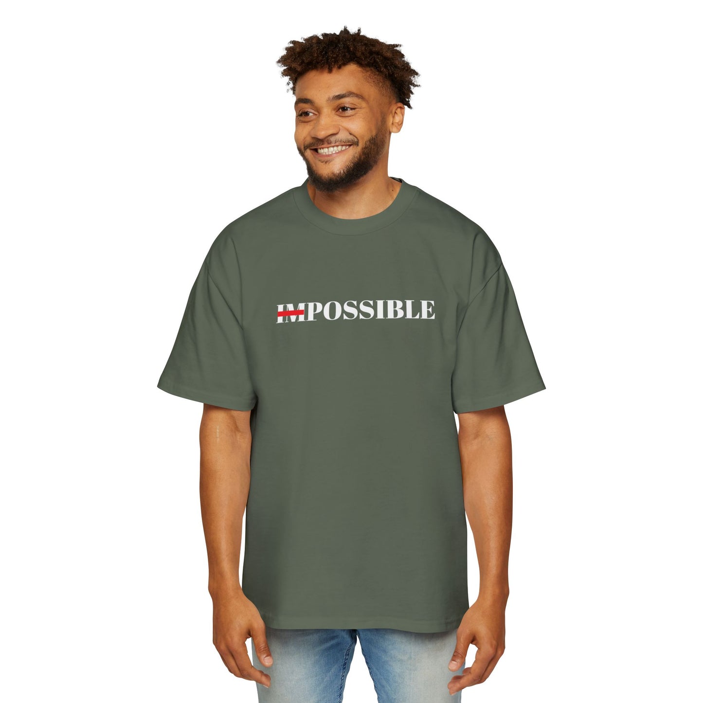 Men's Heavy Oversized Tee "Nothings impossible" (WHITE LETTERS)