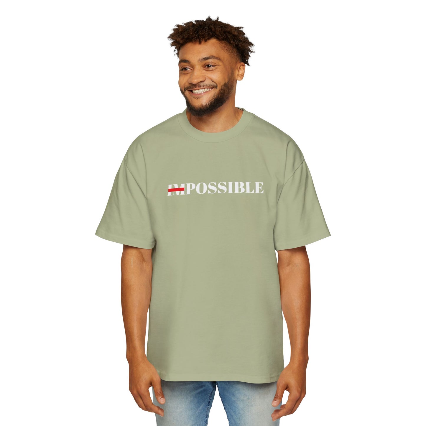 Men's Heavy Oversized Tee "Nothings impossible" (WHITE LETTERS)