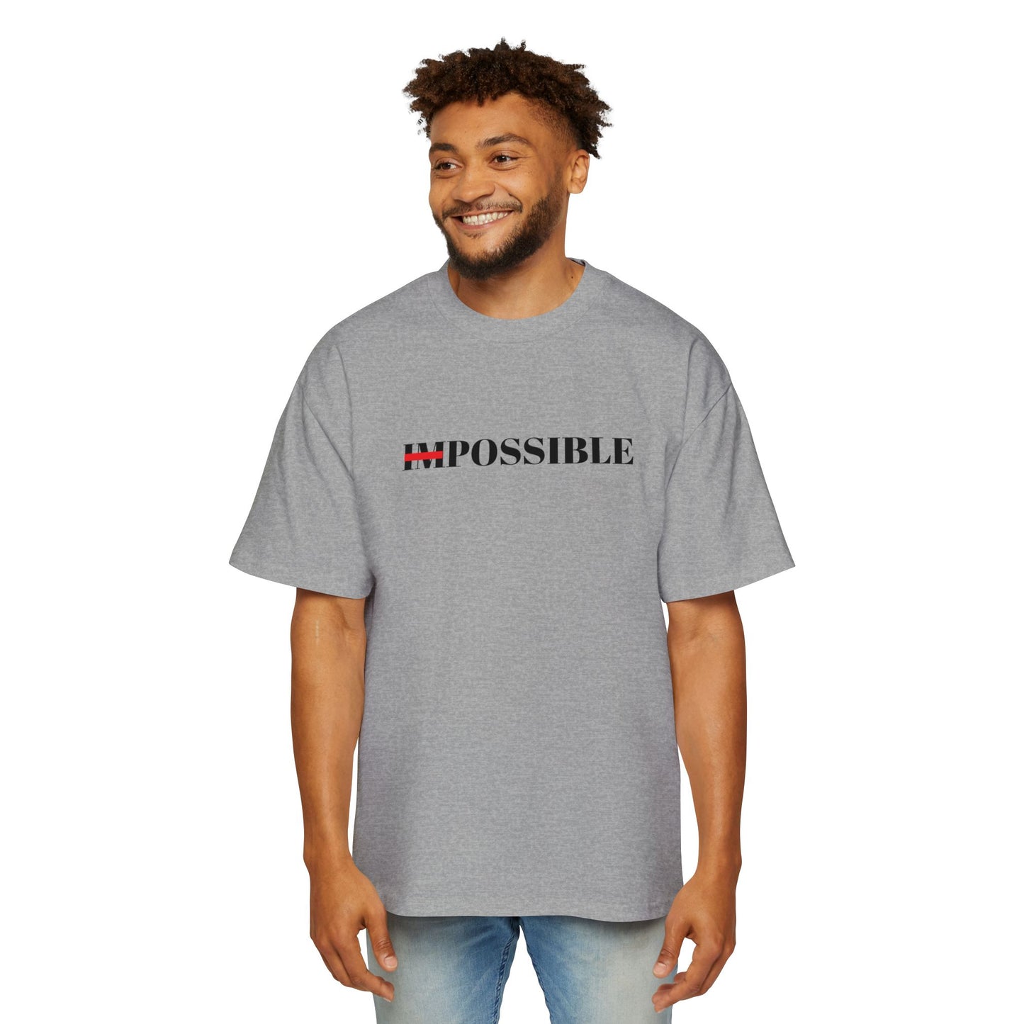 Men's Heavy Oversized Tee "Nothings impossible" (BLACK LETTERS)