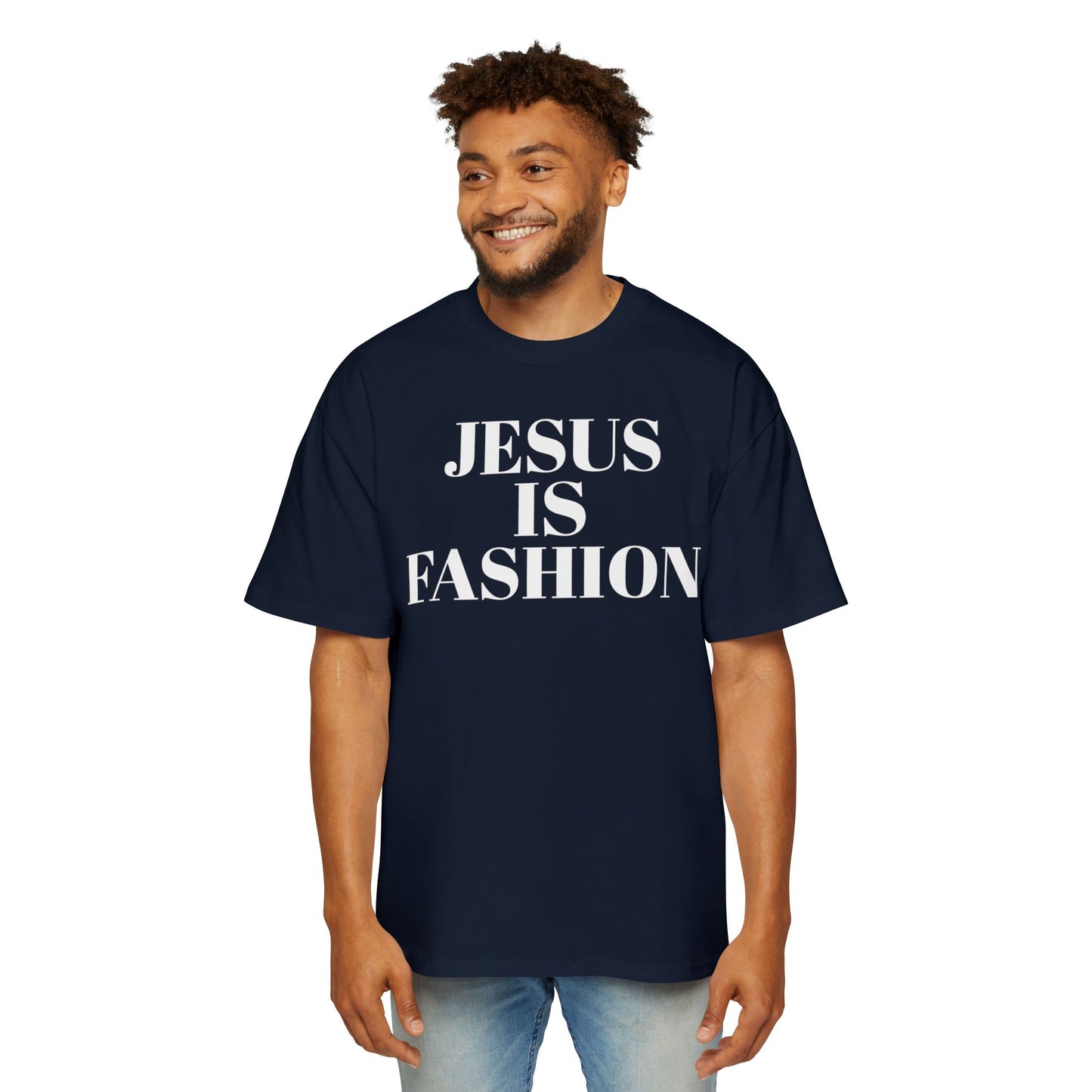 Men's Heavy Oversized Tee "Jesus is Fashion"