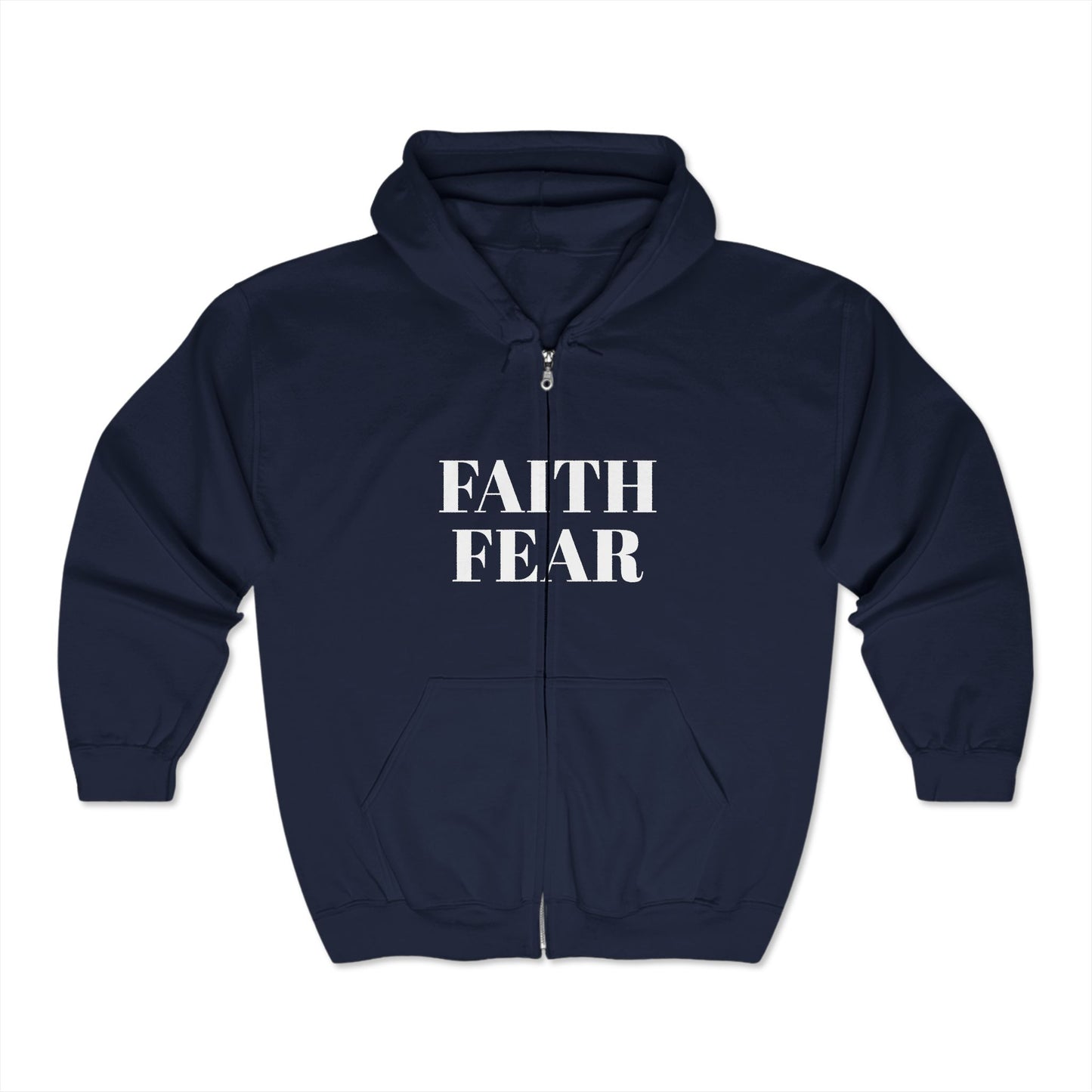 Unisex - Full Zip-up 50% polyester Hoodie "Faith over Fear"