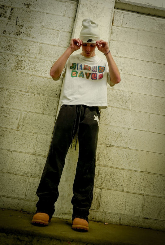 "Jesus Saves" Oversized cropped Tee